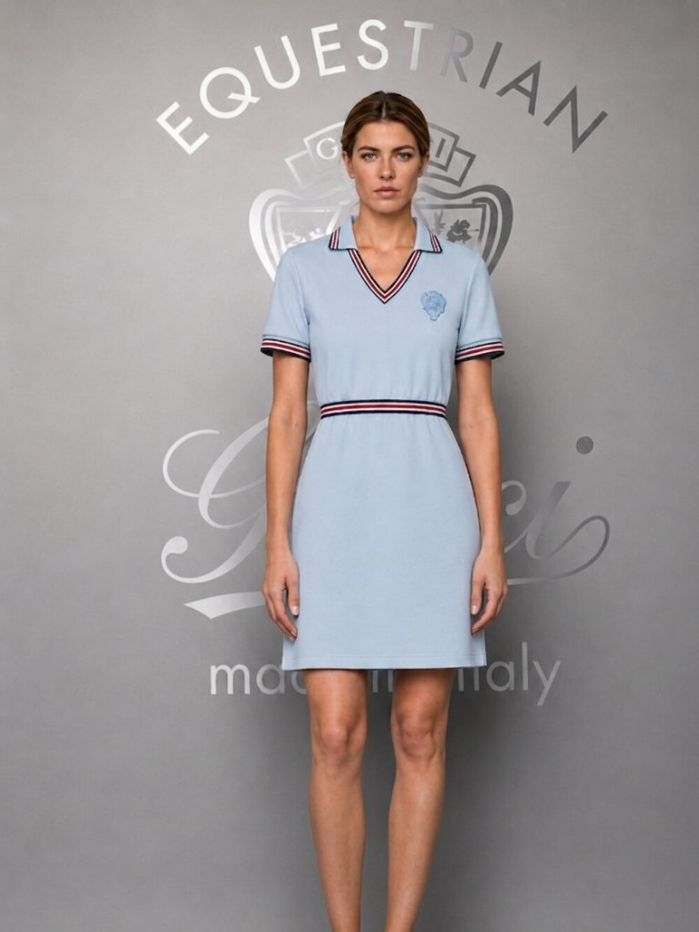 🛡️Gucci Equestrian Coat Of Arms Sherry Web Polo Dress - Picture 14 of 16